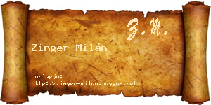 Zinger Milán névjegykártya